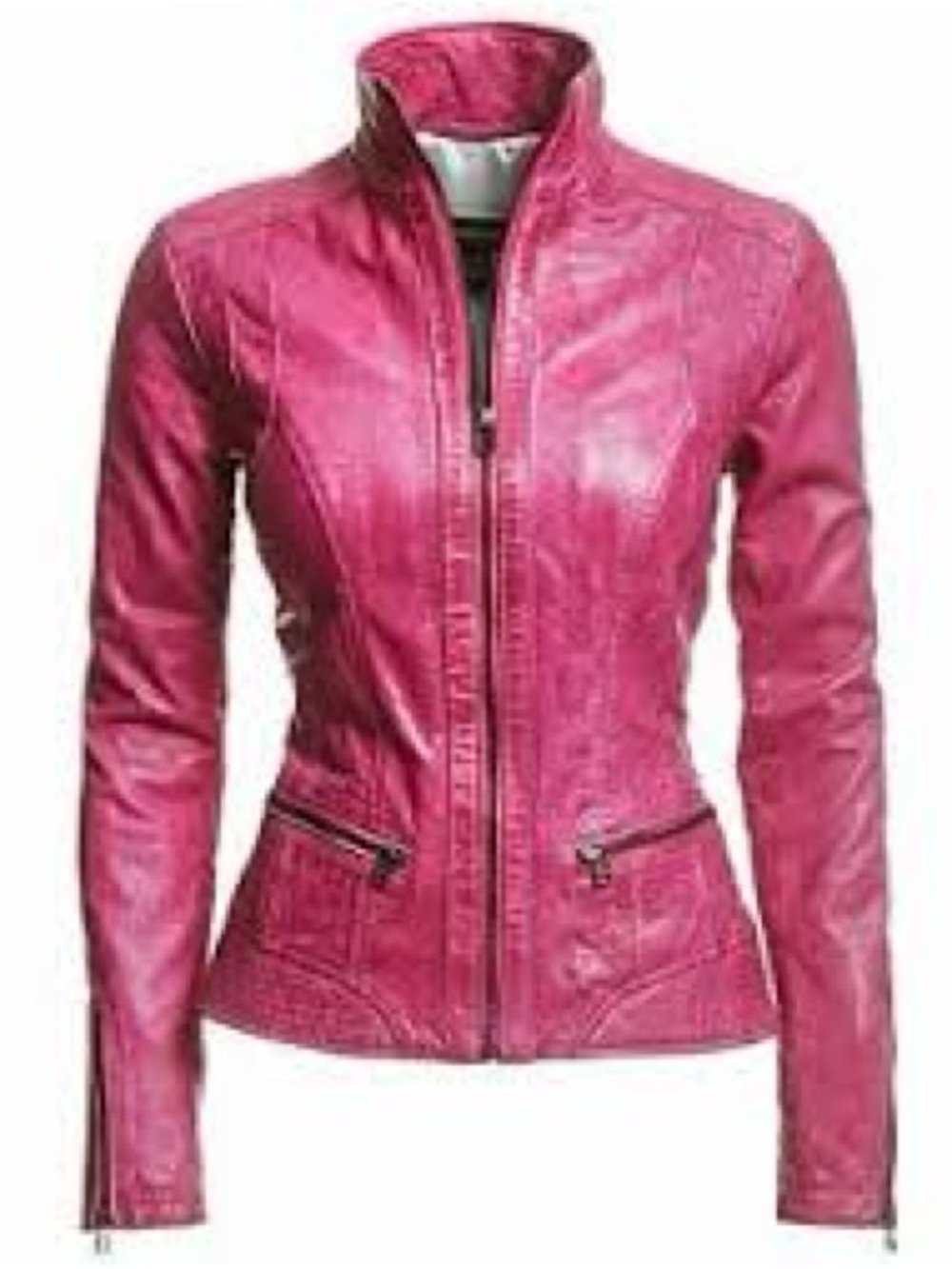 Danier Hot Pink Leather Moto Jacket